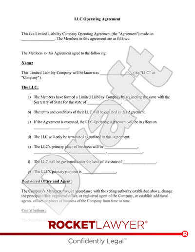 North Dakota LLC Operating Agreement document preview