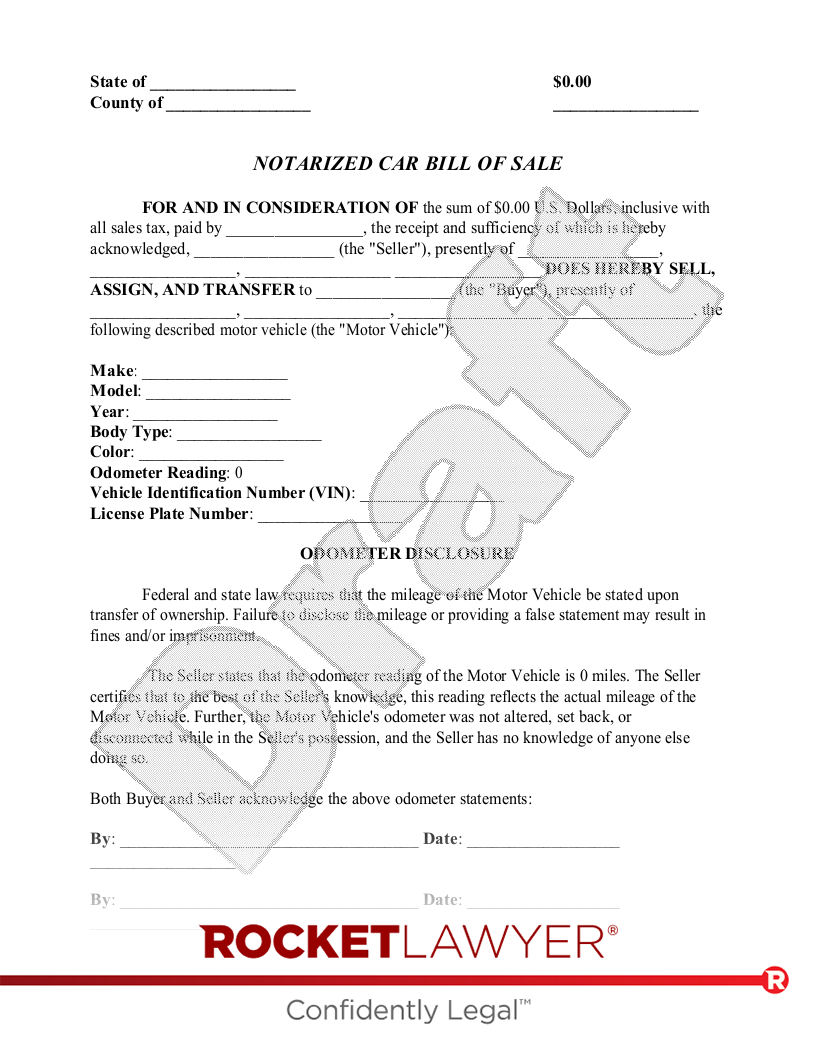 Car Bill of Sale document preview