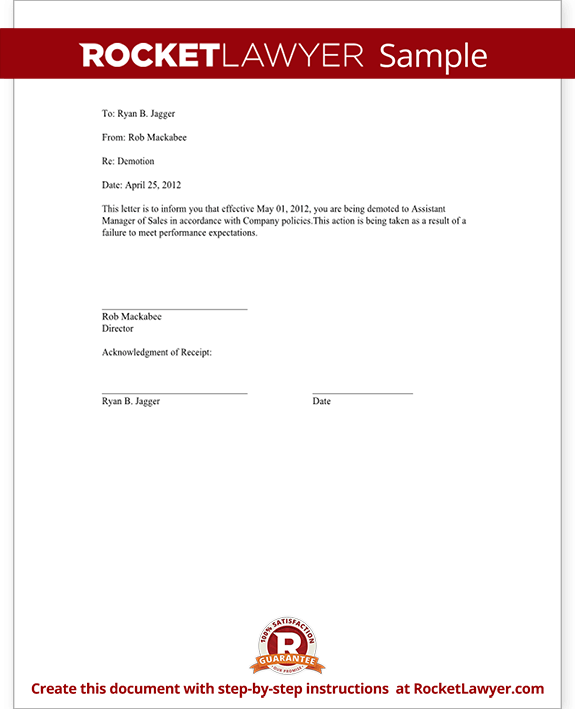 Demotion Letter Template Shrm