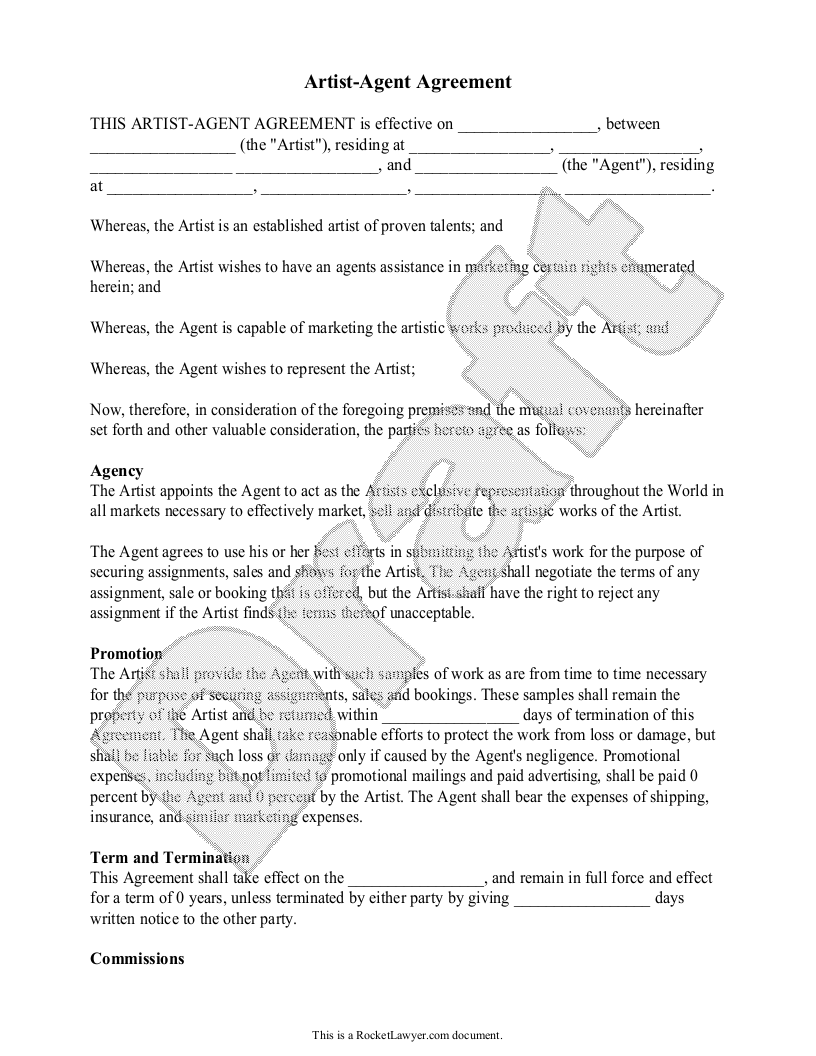 artists client contract template