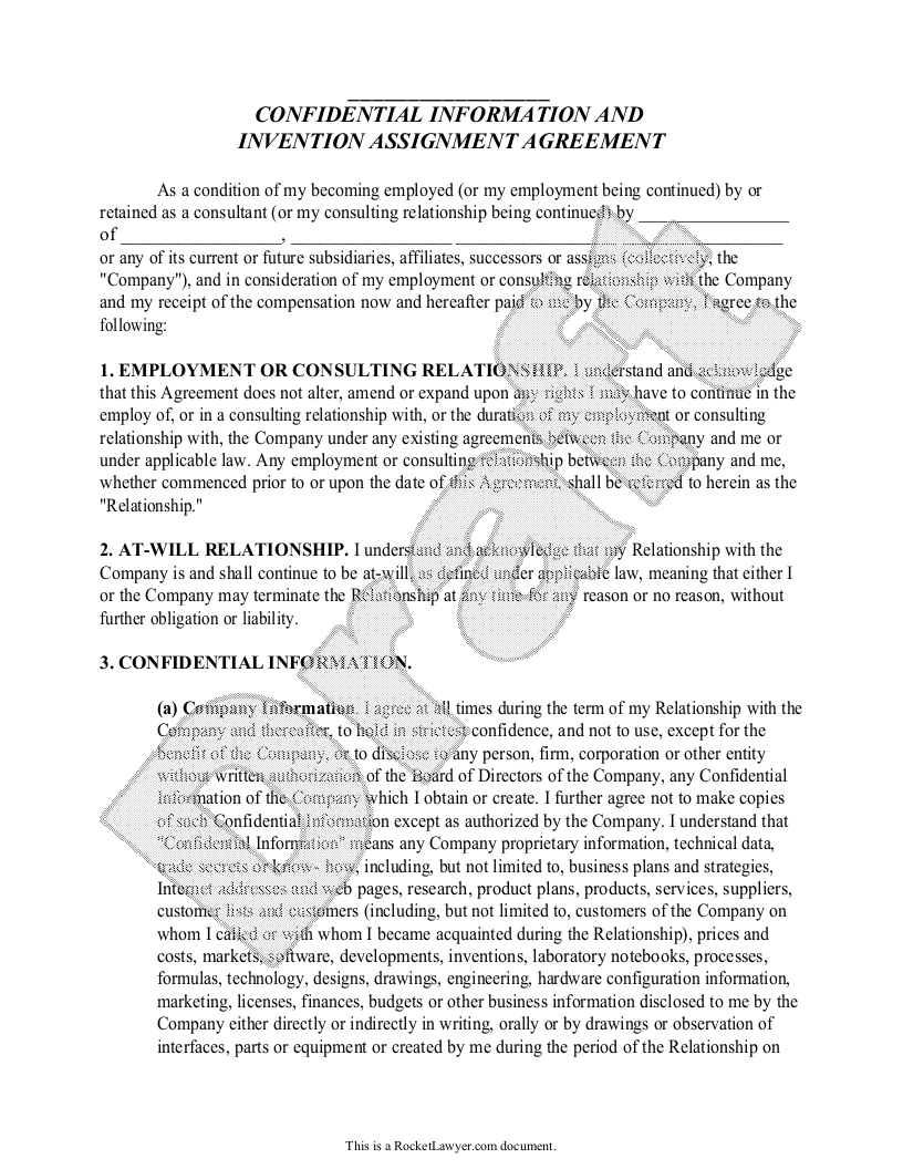 confidential information and invention assignment agreement