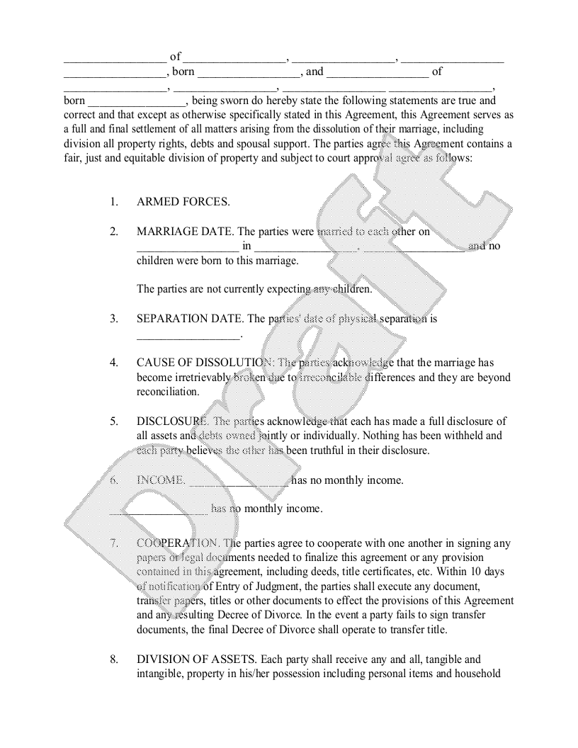 Divorce Settlement Agreement Pdf Fill Out And Sign Printable Pdf My 