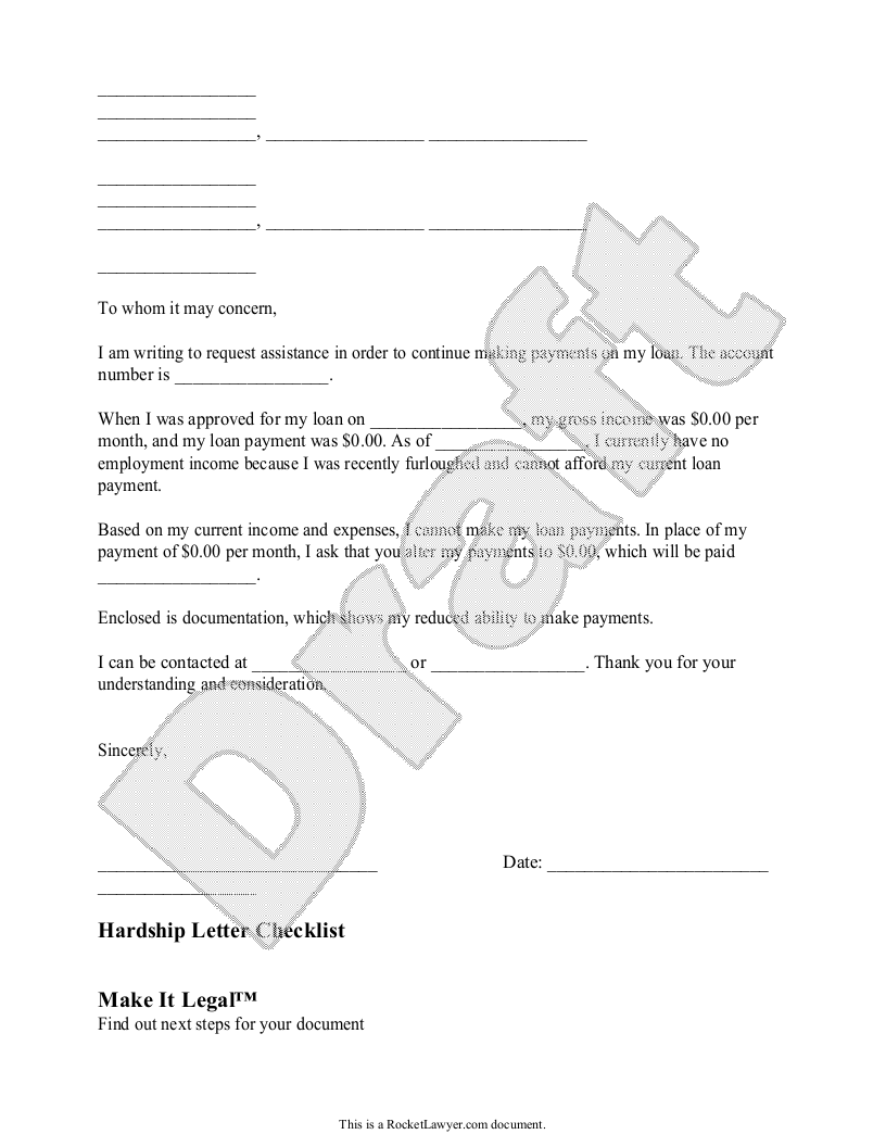 Free Hardship Letter Free To Print Save Download