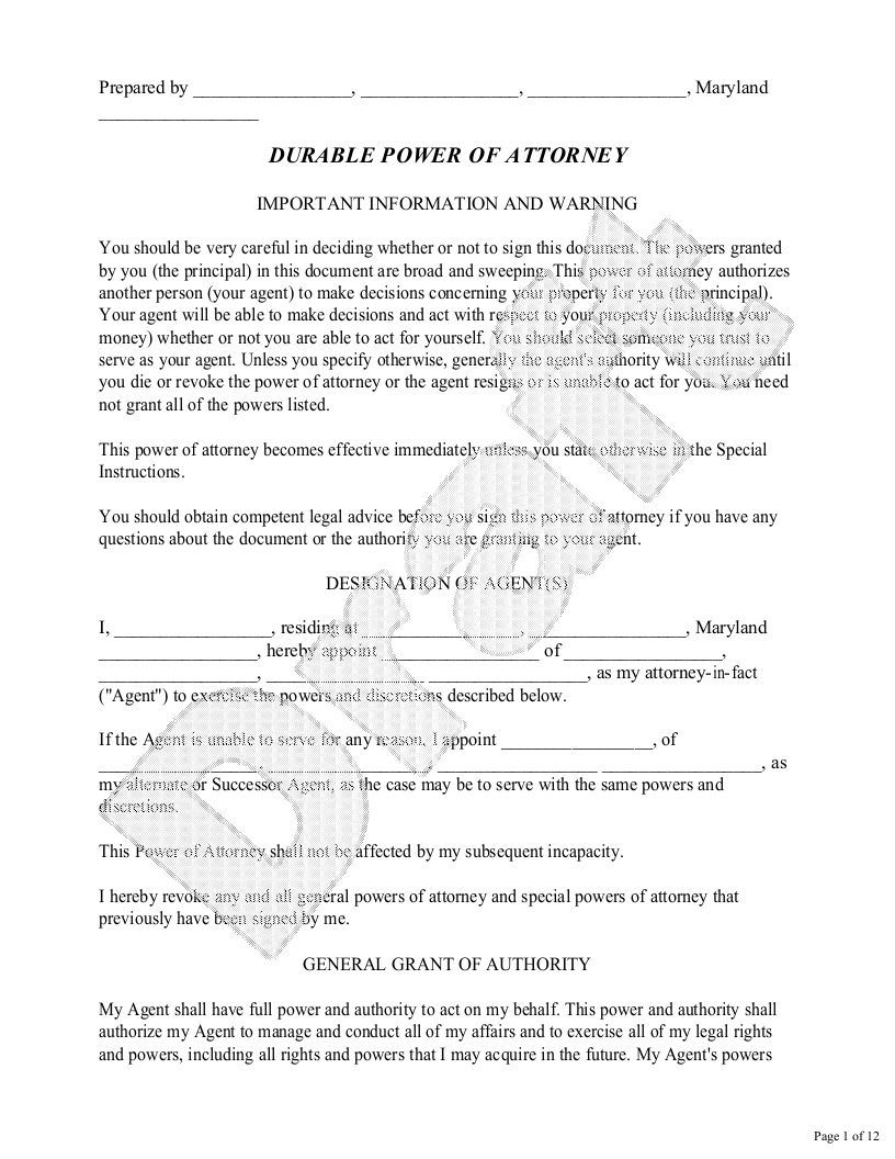 Free Maryland Power Of Attorney Make Download Rocket Lawyer