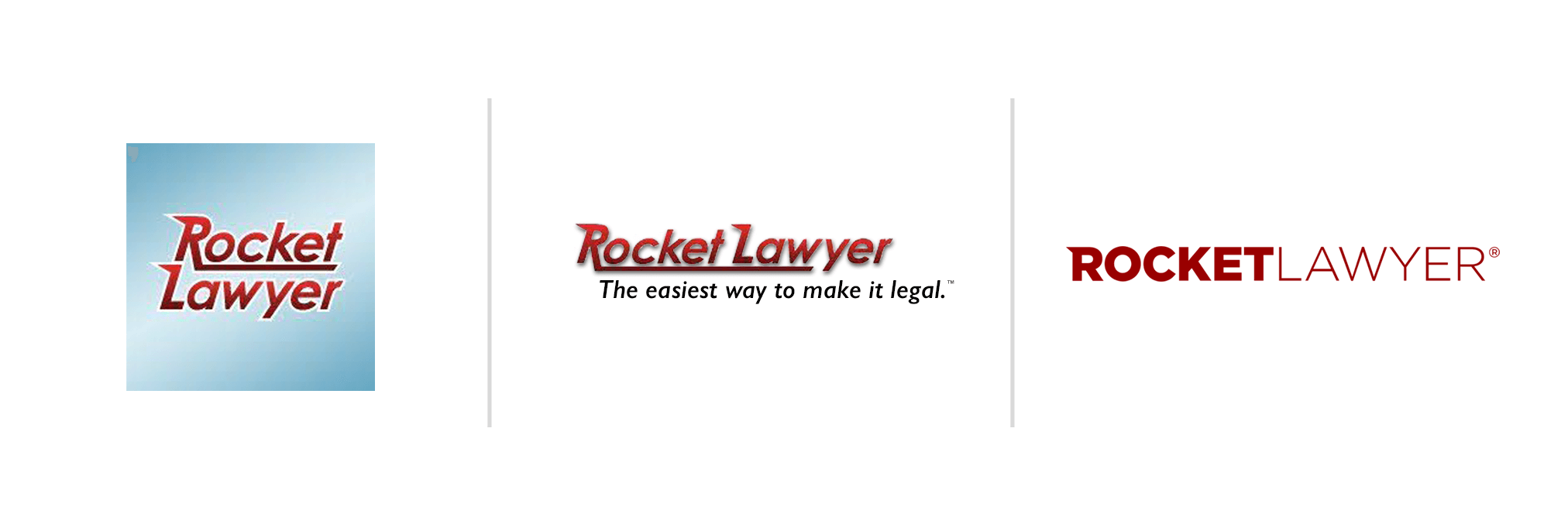 Rocket Lawyer's past and current logos