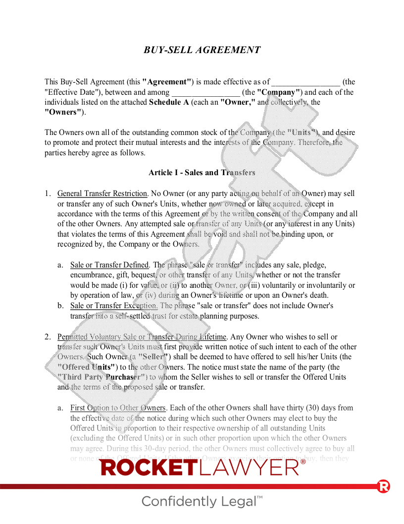 Free Buy Sell Agreement Template FAQs Rocket Lawyer