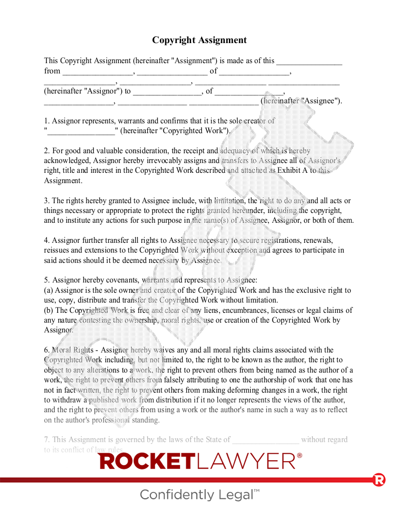 Free Copyright Assignment Template & FAQs Rocket Lawyer