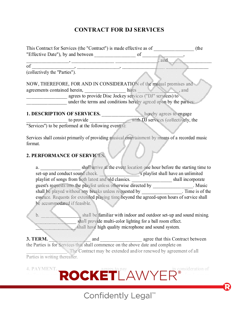 Free DJ Contract Make, Sign & Download Rocket Lawyer