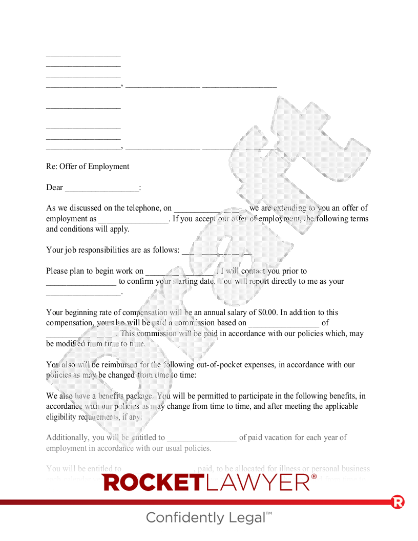 Free Employment Offer Letter Template & FAQs - Rocket Lawyer