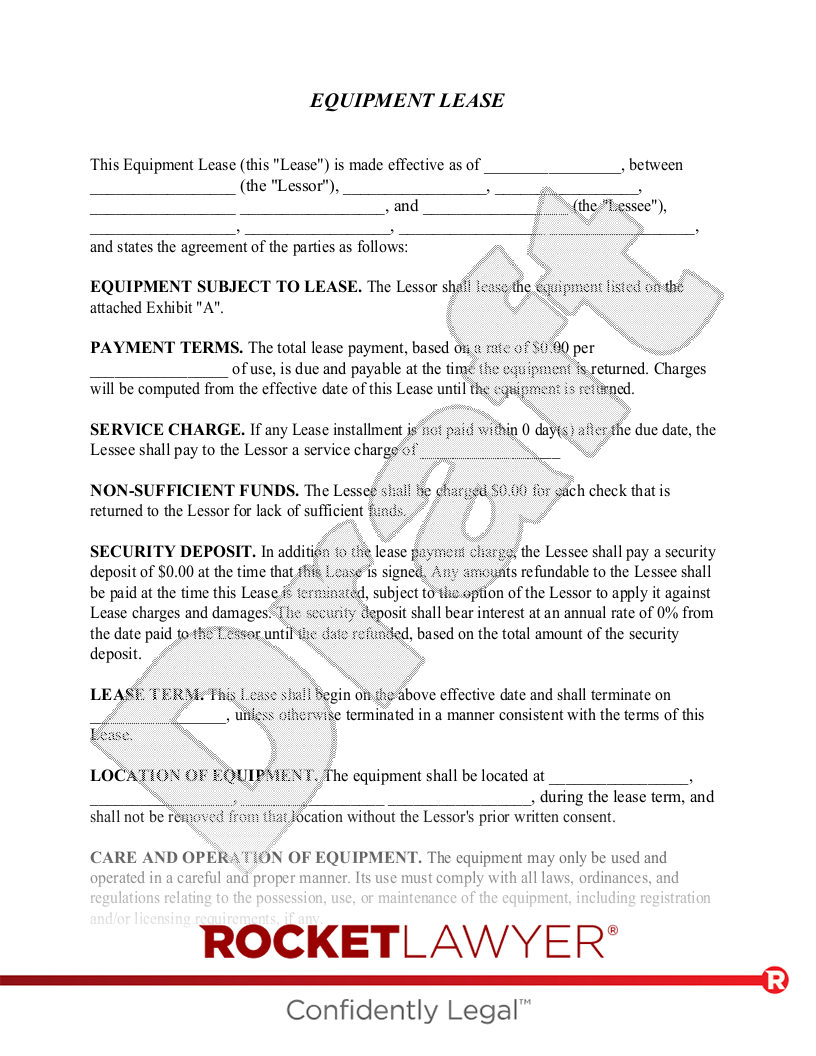 Equipment Lease document preview