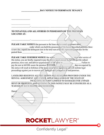 Free Eviction Notice Make Sign Download Rocket Lawyer