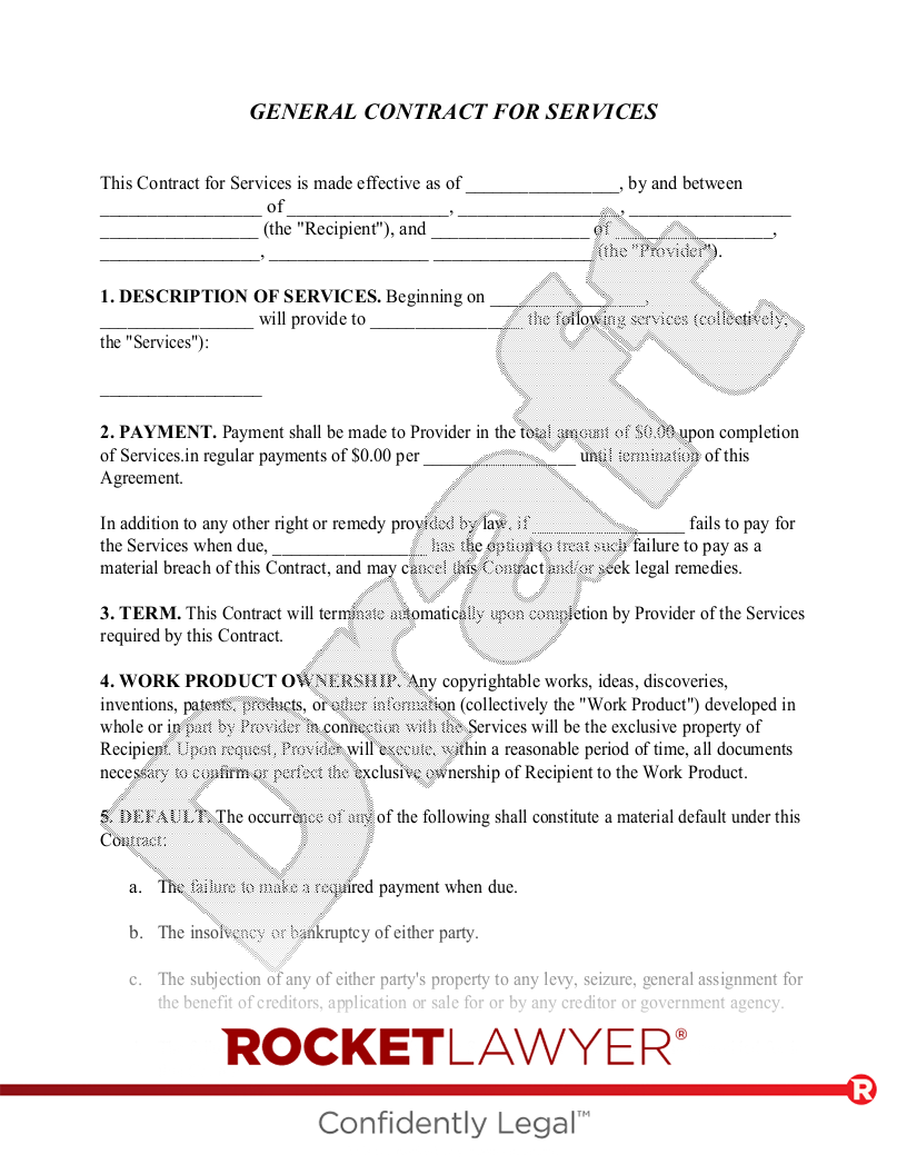 Sample General Contract For Services Template 