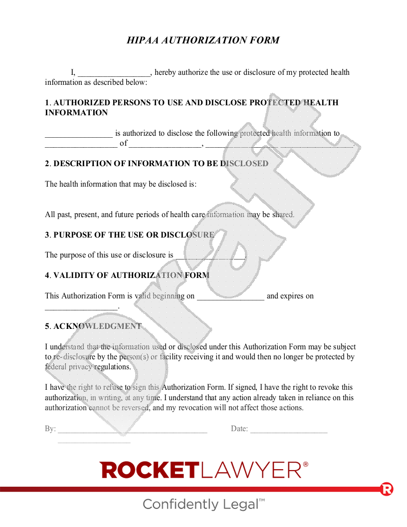 Free HIPAA Authorization Form FAQs Rocket Lawyer