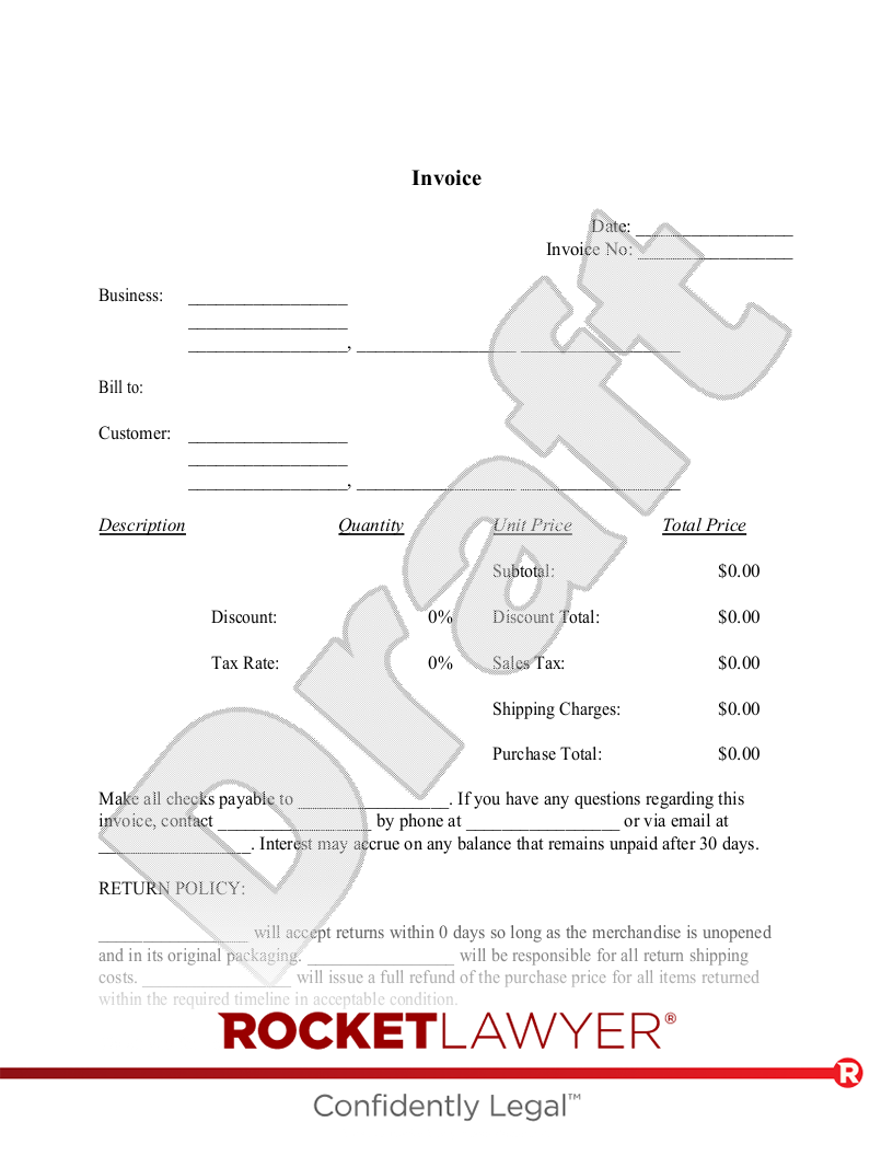 Free Invoice Make Download Rocket Lawyer