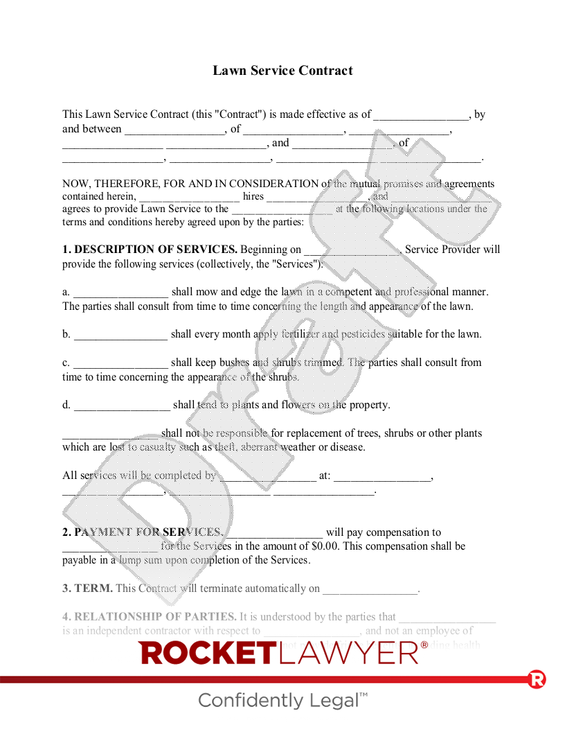 Free Lawn Service Contract Template FAQs Rocket Lawyer