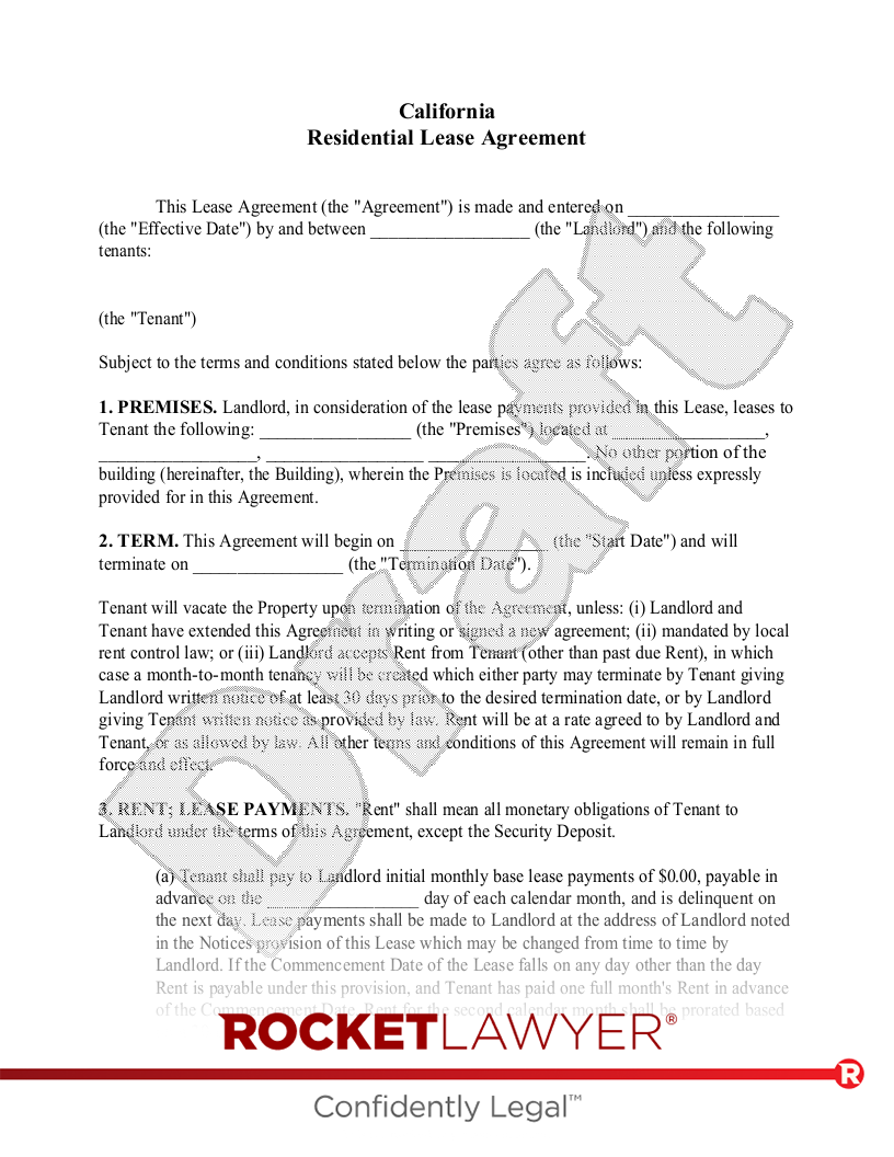 Free California Lease Agreement Free to Print, Save and Download image