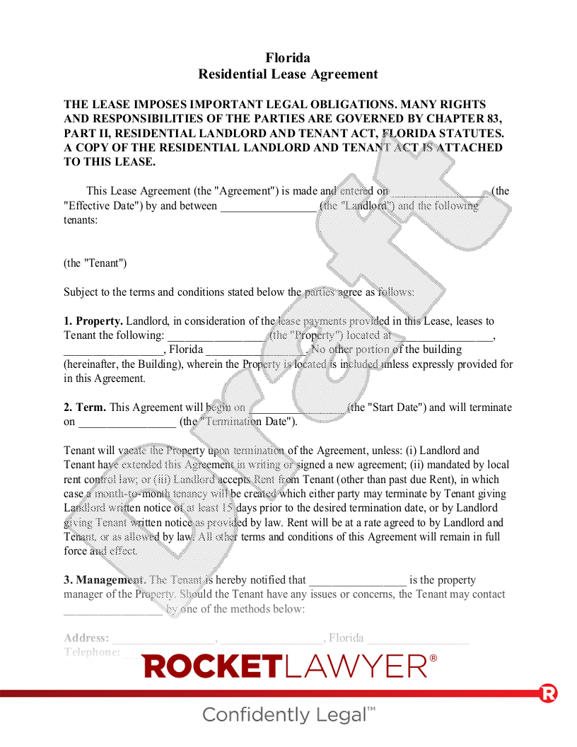 Free Florida Lease Agreement Free To Print Save And Download 6477