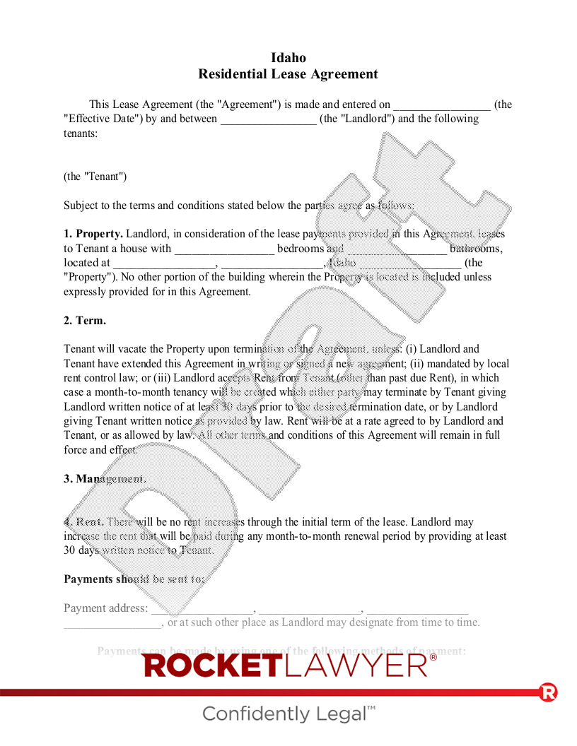 Free Idaho Lease Agreement Template FAQs Rocket Lawyer