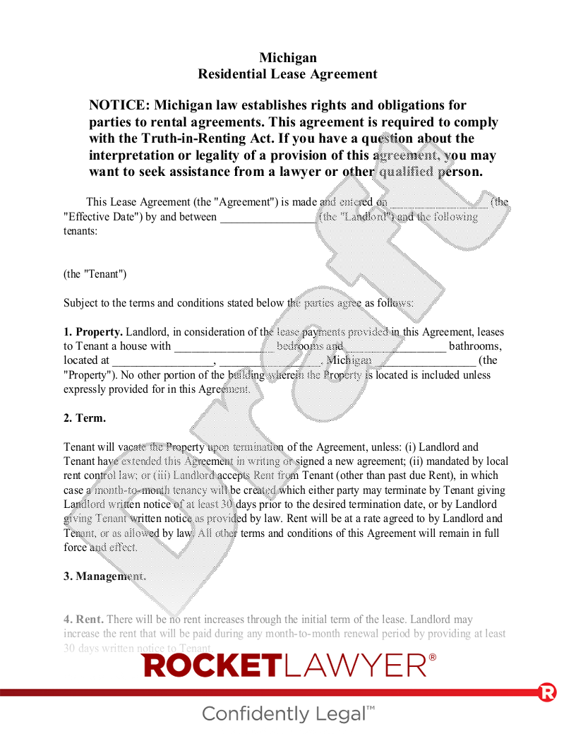 Free Michigan Lease Agreement Template Rocket Lawyer
