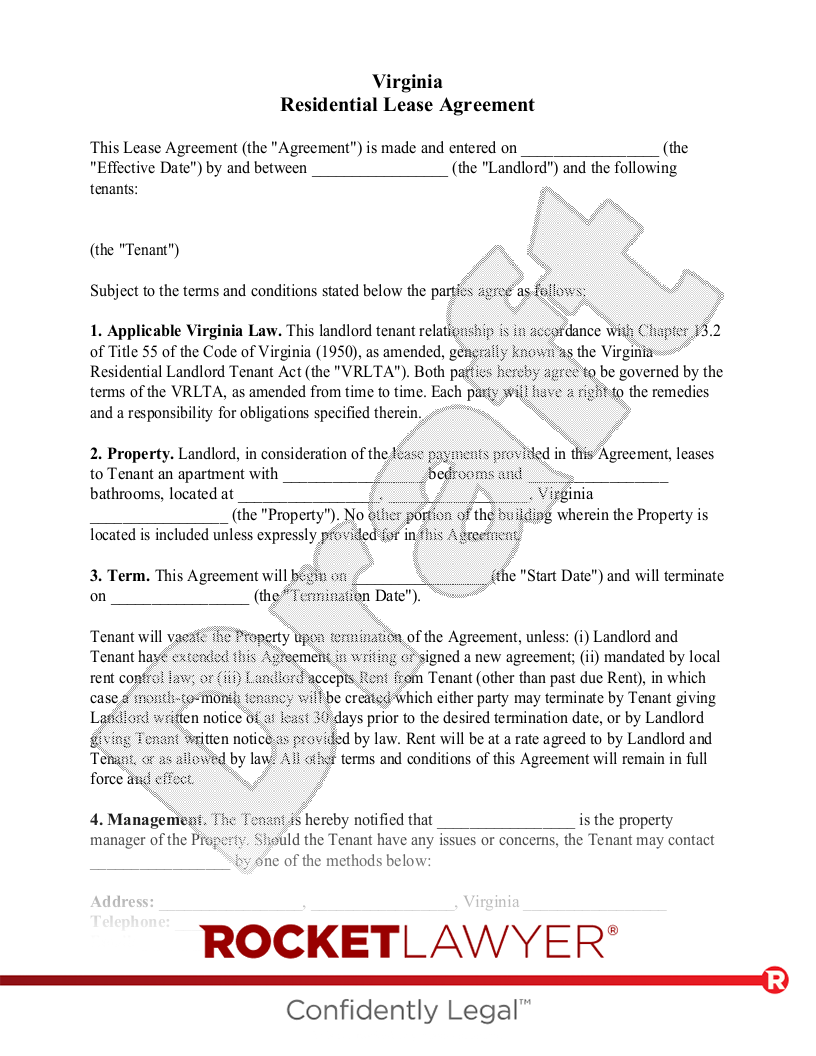 Free Virginia Lease Agreement Template Rocket Lawyer