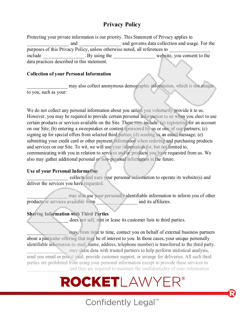 Sample Terms and Conditions Template - Privacy Policies
