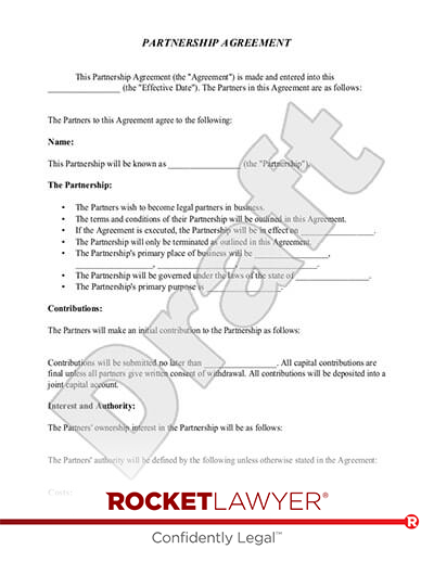 Free Partnership Agreement Make Sign Download Rocket Lawyer