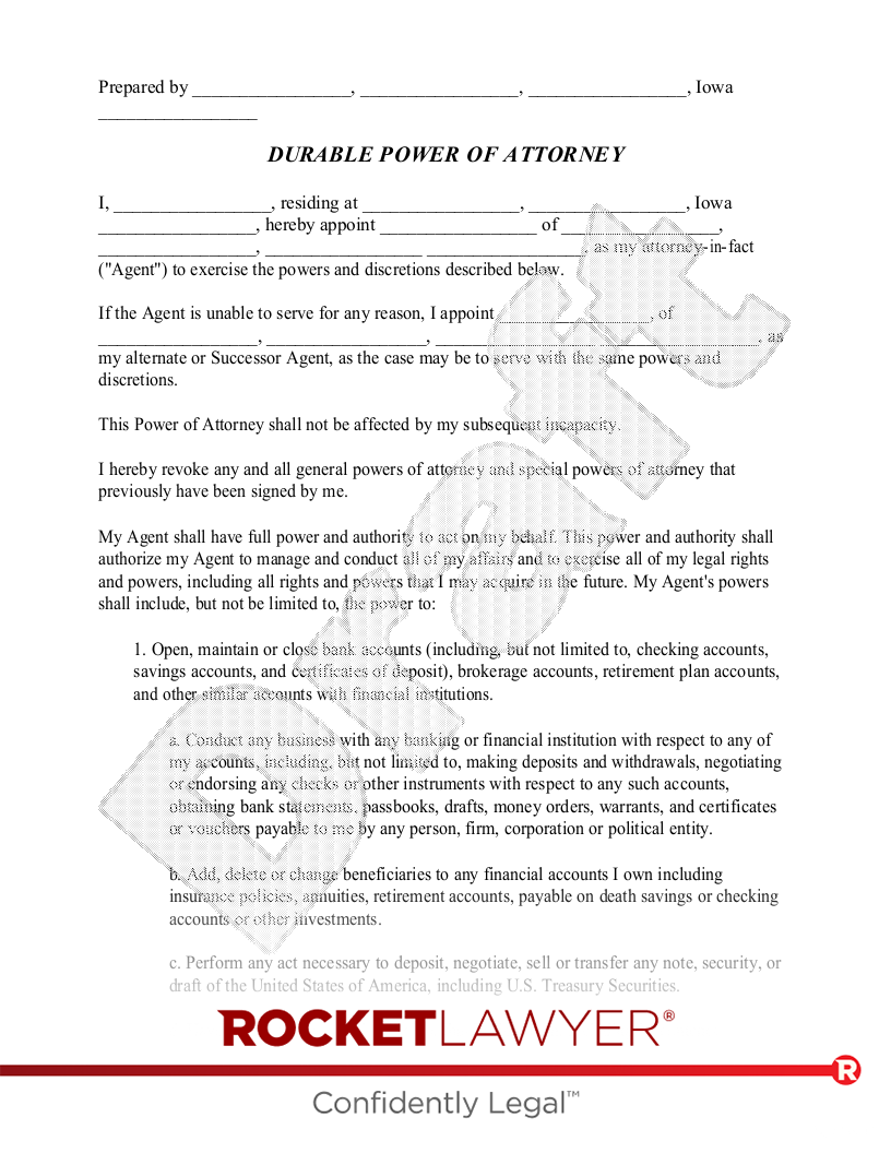 Free Iowa Power Of Attorney Template FAQs Rocket Lawyer