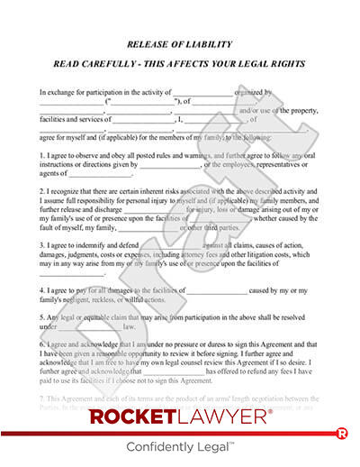 Free Release of Liability Form Template FAQs Rocket Lawyer