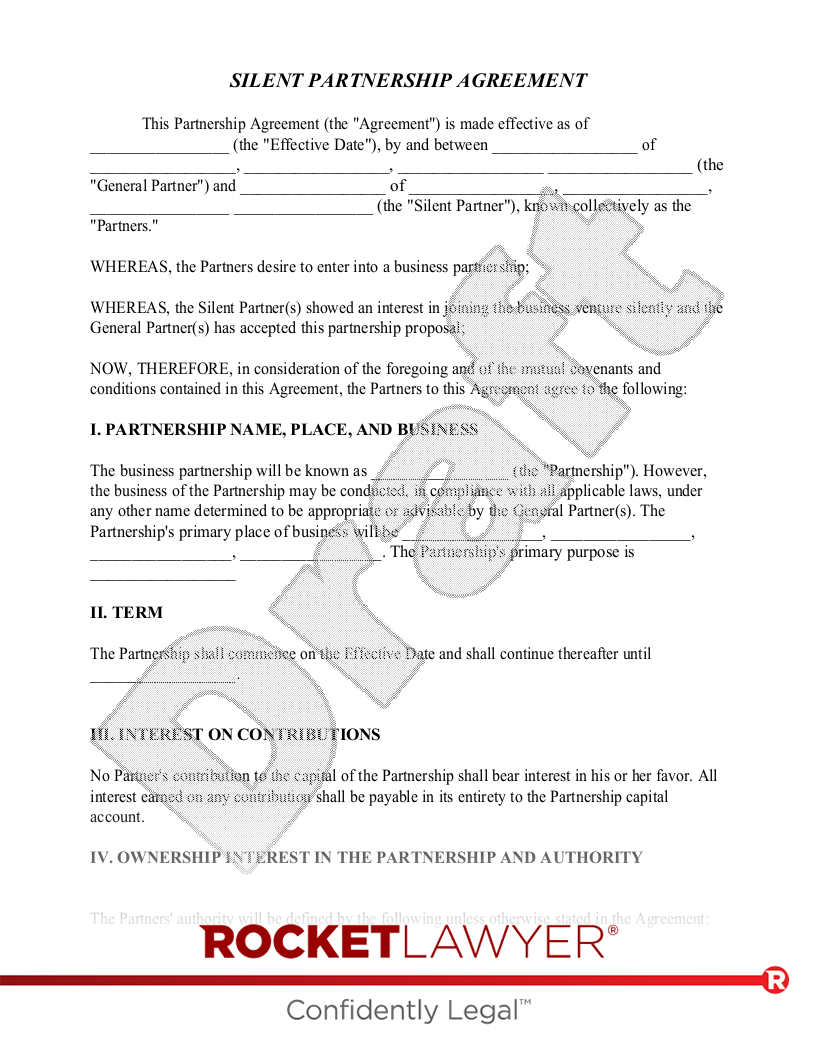 Template For Partnership Agreement