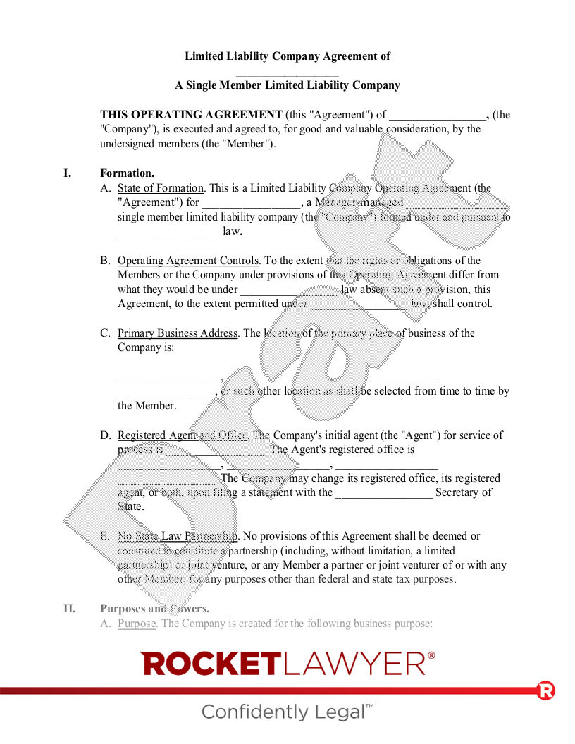 operating agreement for llc template