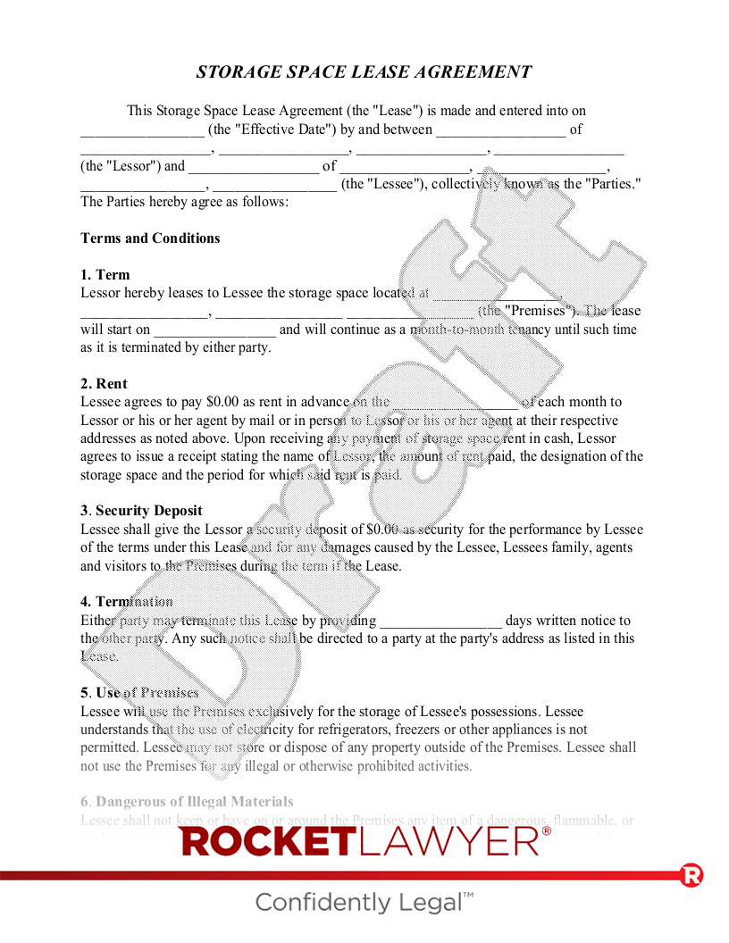 Storage Unit Lease Template