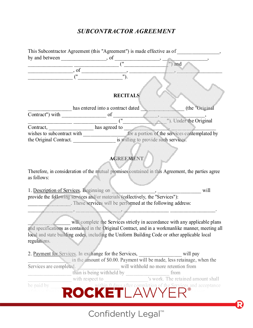 Free Subcontractor Agreement Template & FAQs Rocket Lawyer
