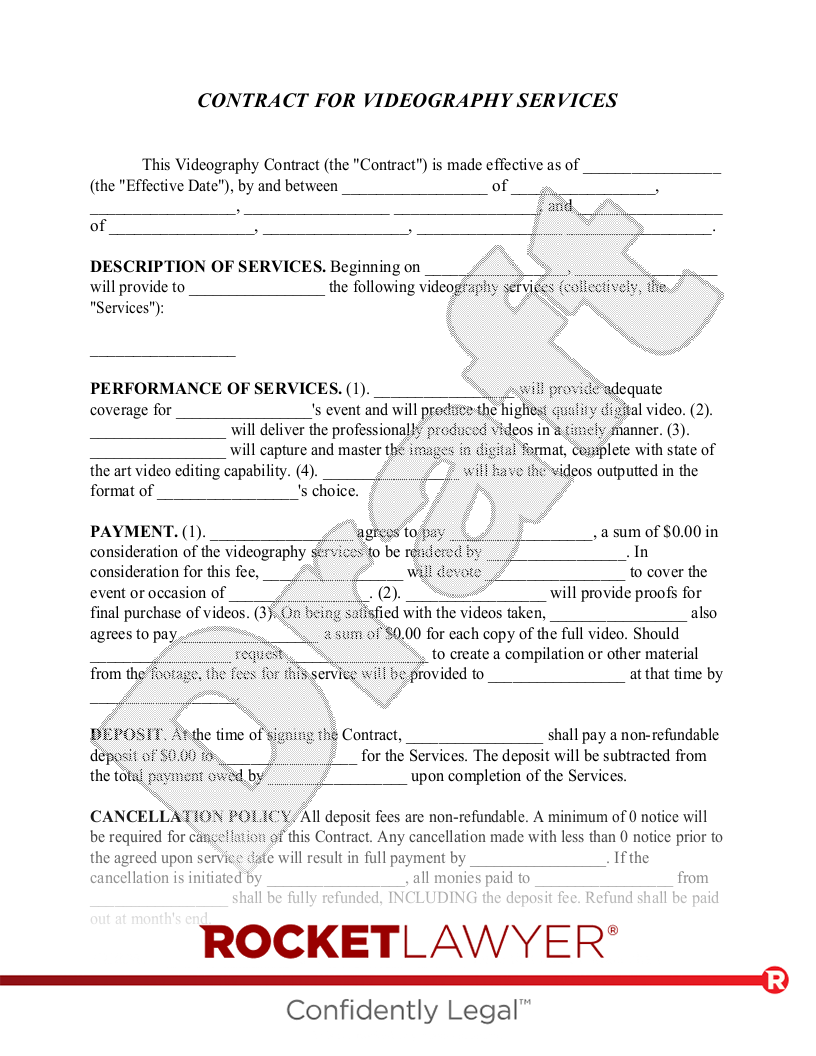 Free Videography Contract Make, Sign & Download Rocket Lawyer