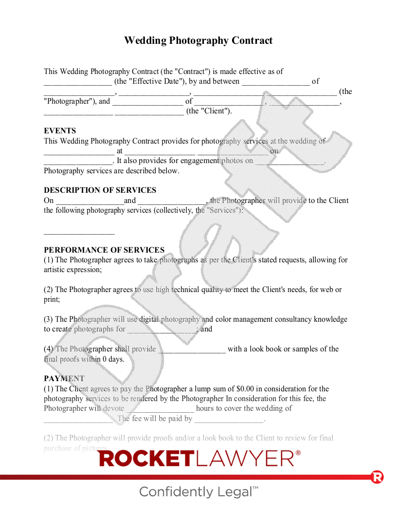 Sample Wedding Photography Contract Template 