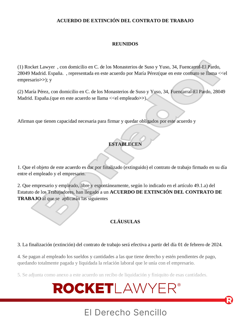 Extinción del contrato de trabajo por mutuo acuerdo Vista previa del documento