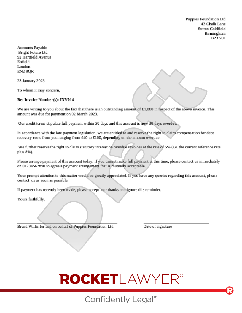 Debt Recovery Letter Template