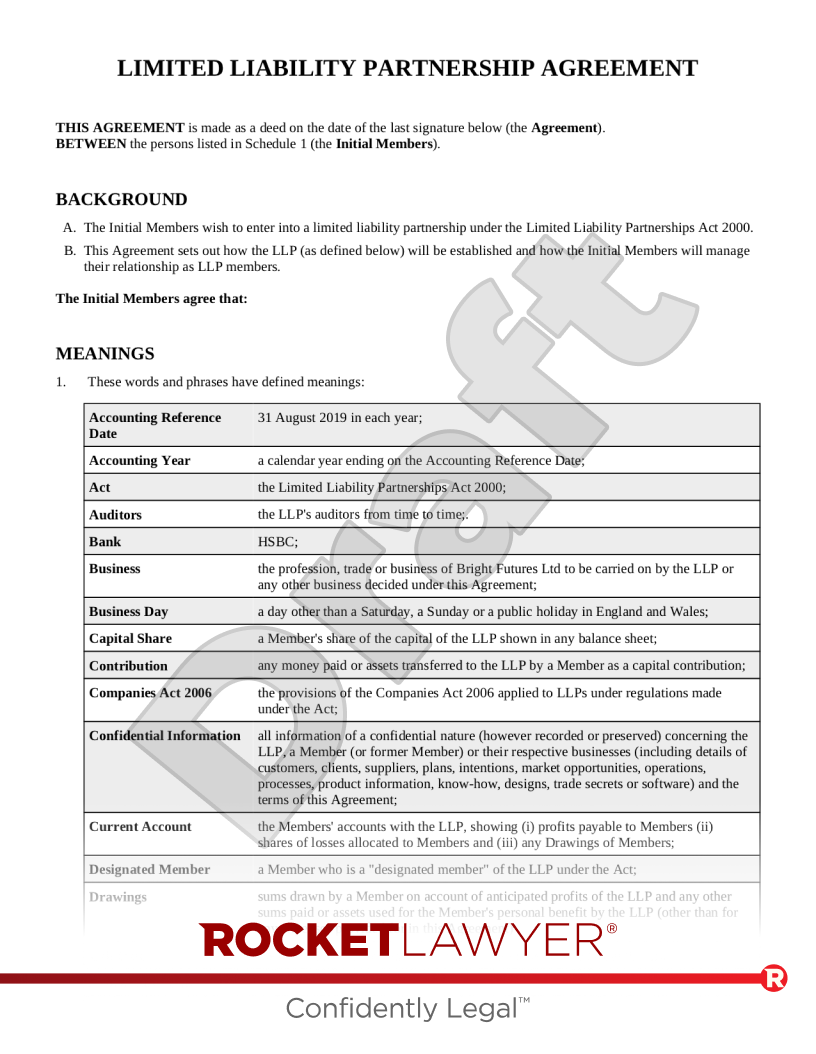 Llp Agreement Template