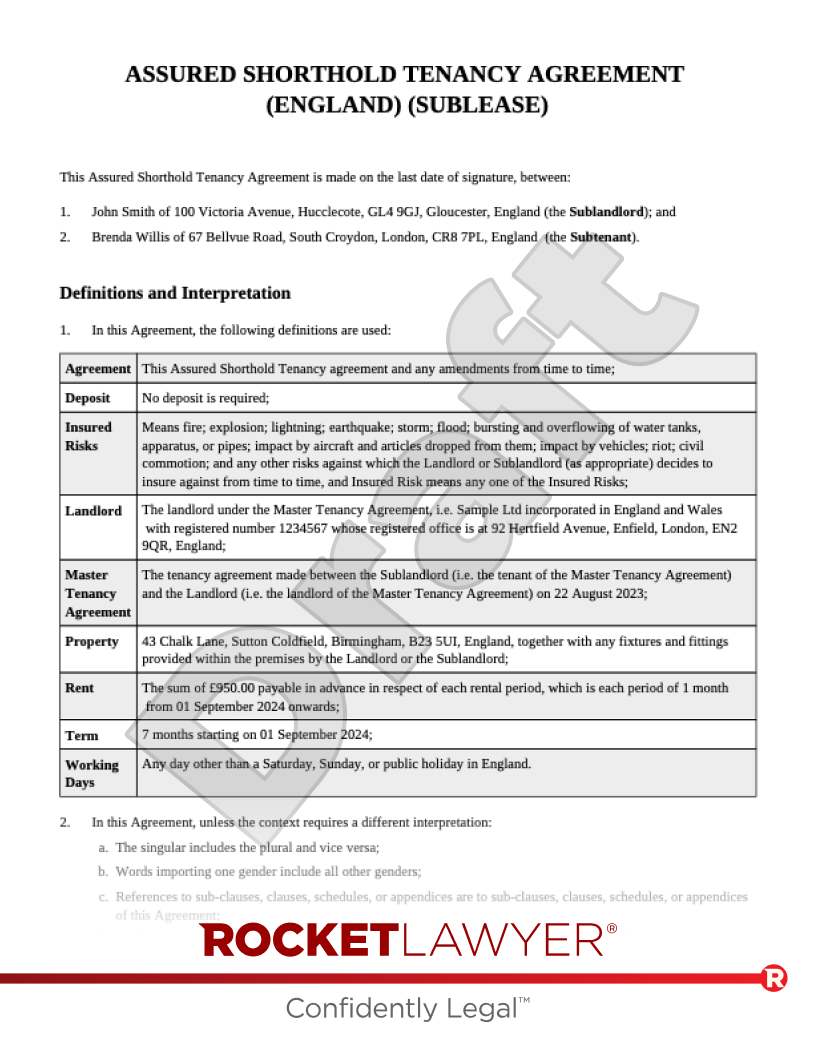 Make your Sublease agreement