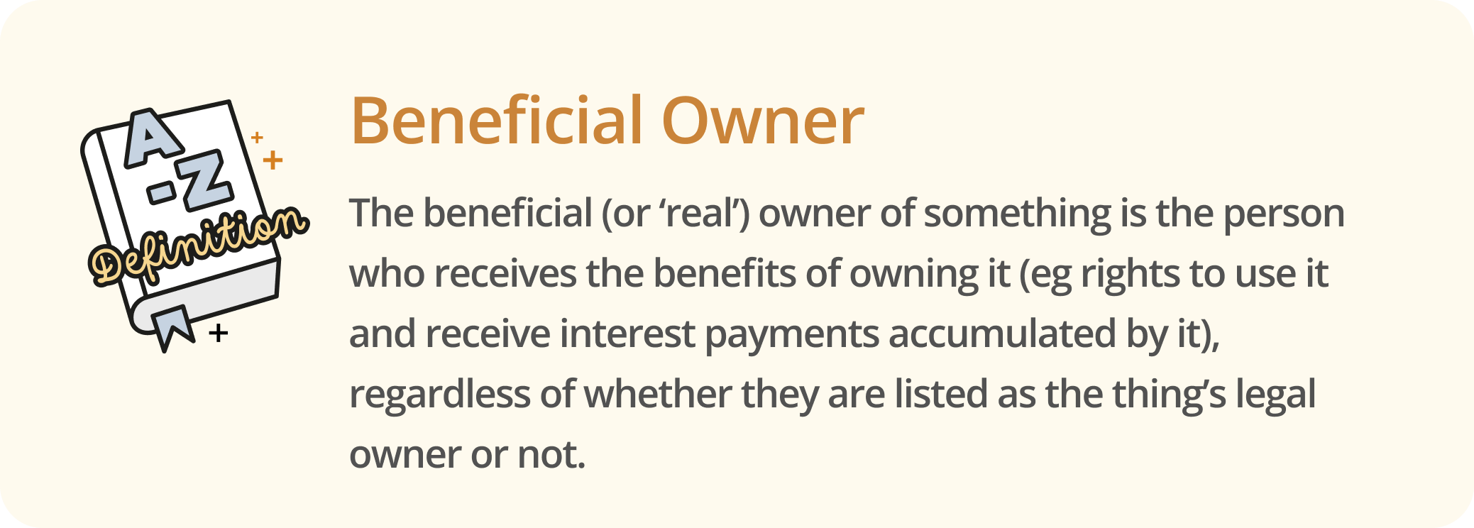 Infographic showing the definition of beneficial owner