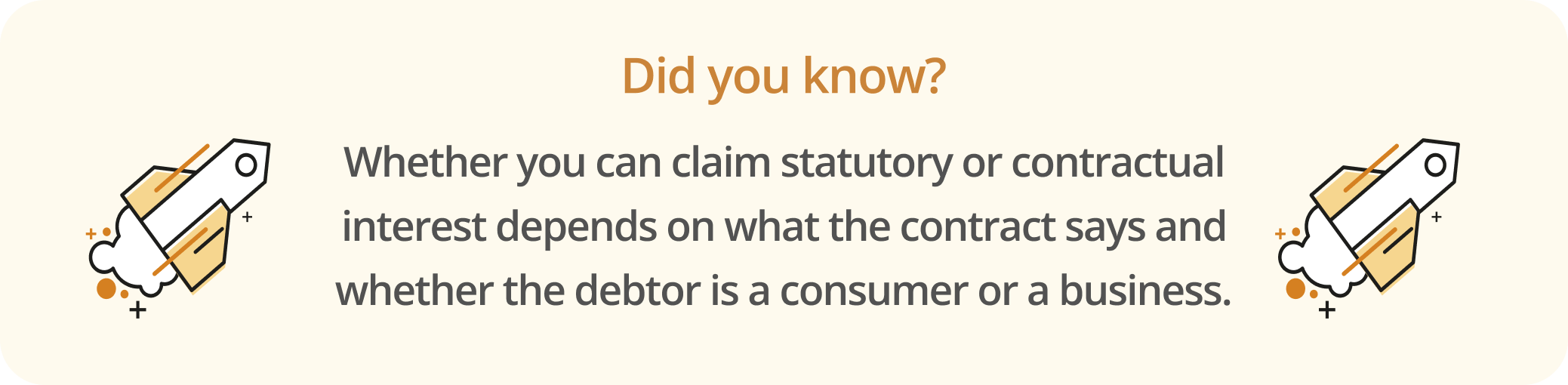 Infographic noting that you claiming statutory or contractual interest depends on what the contract says