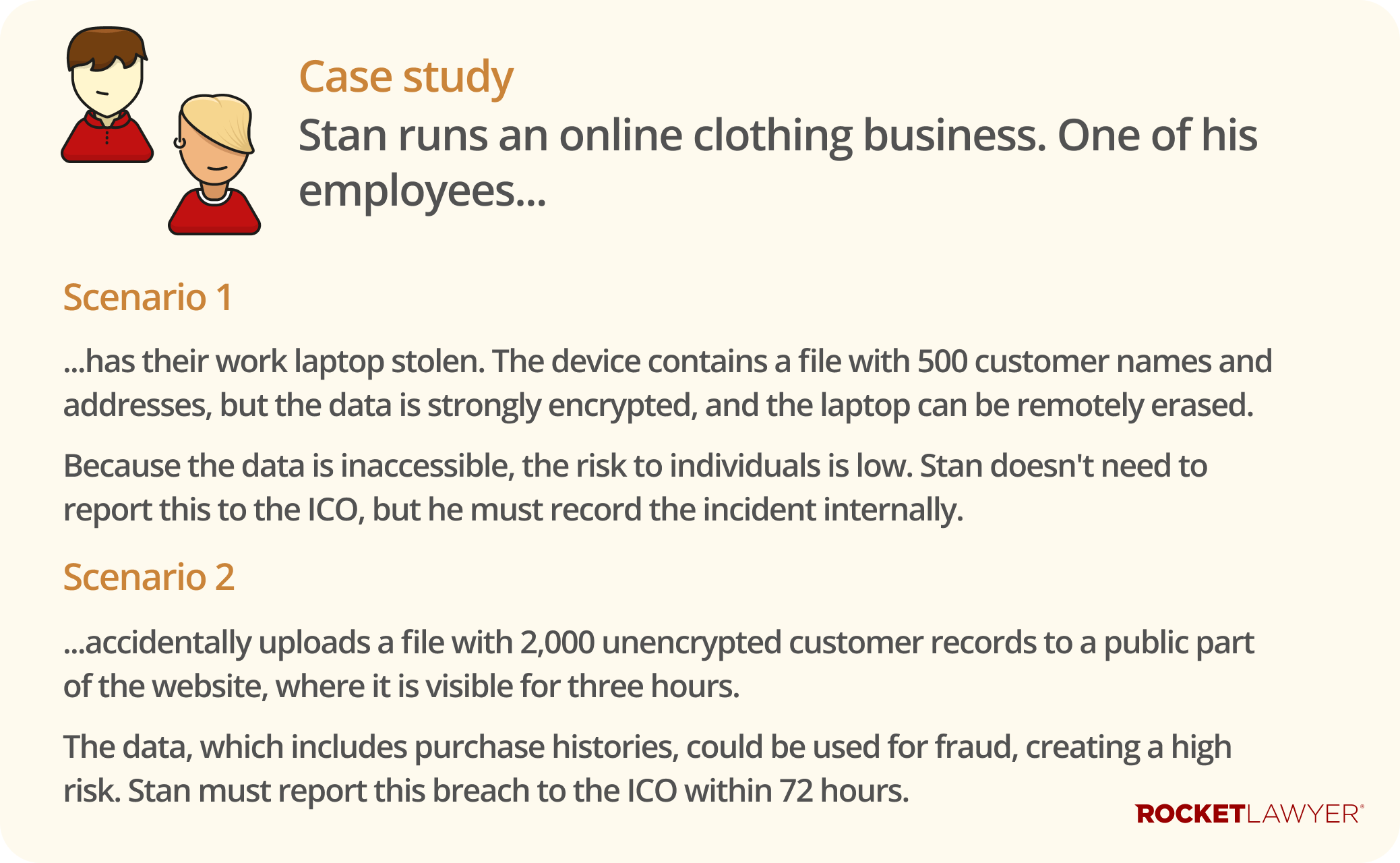 A case study infographic on data breaches and when they need to reported to the ICO