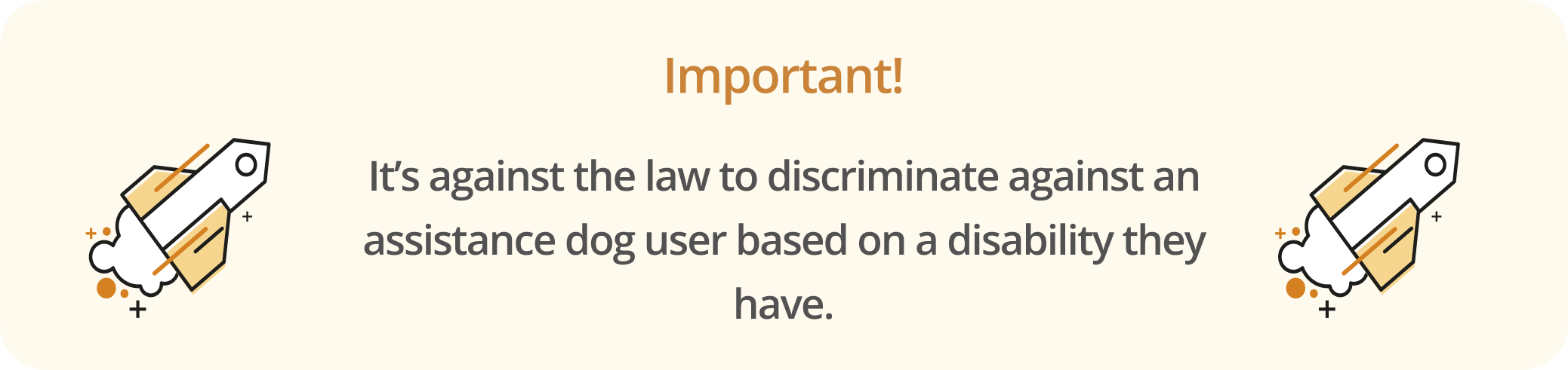 Infographic noting that it is against the law to discriminate a guide dog user based on their disabilities