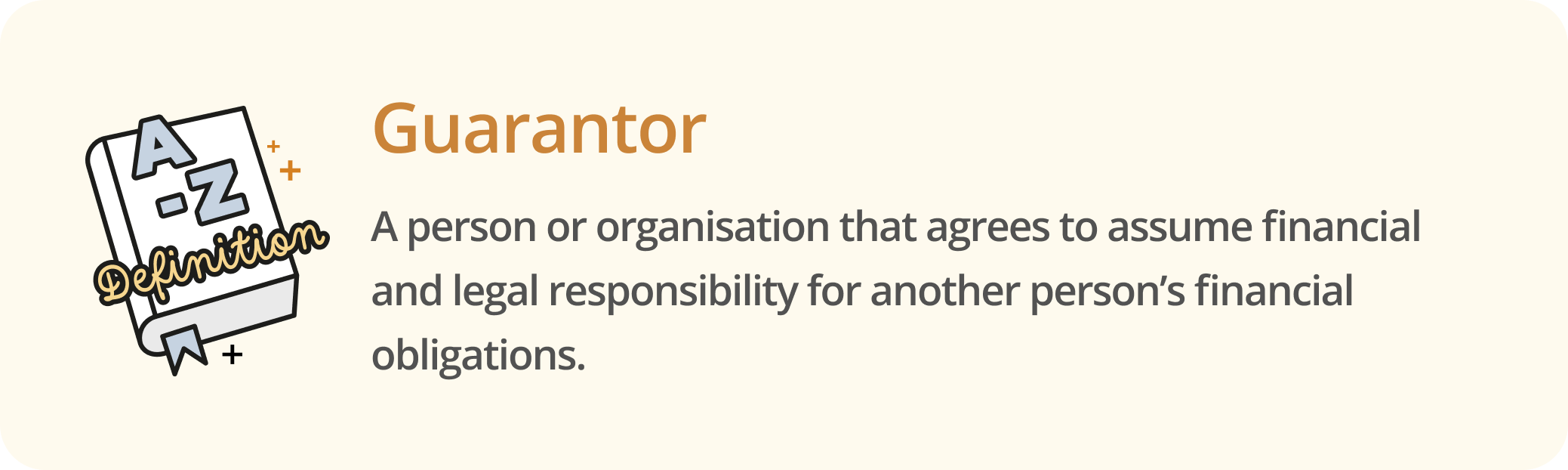 Infographic showing the definition of a guarantor