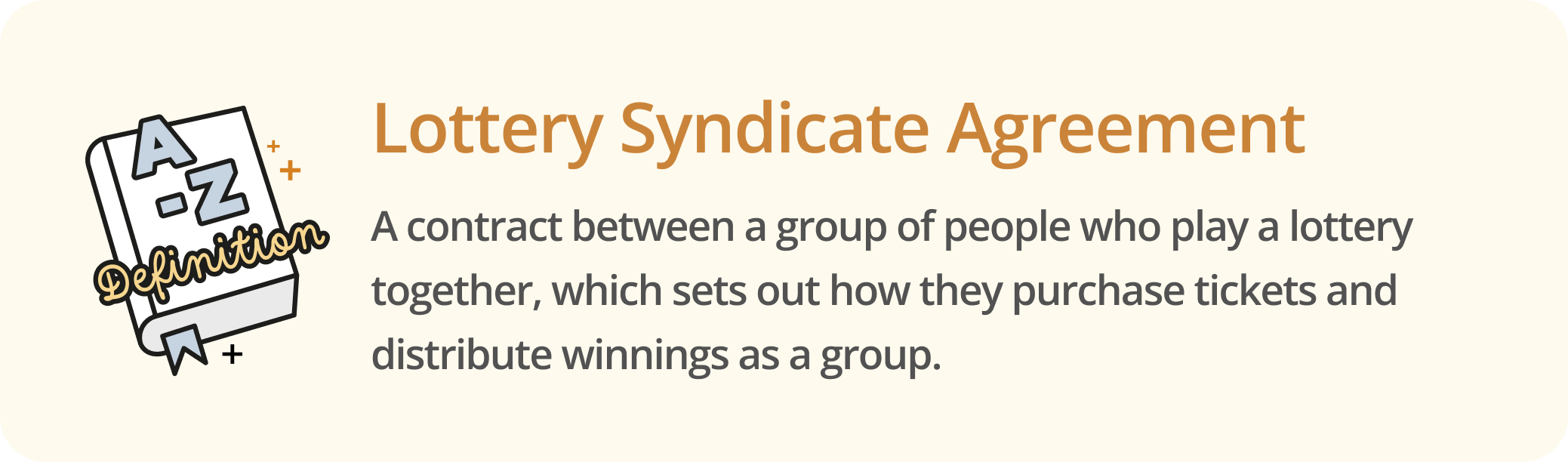 Infographic defining a Lottery Syndicate Agreement