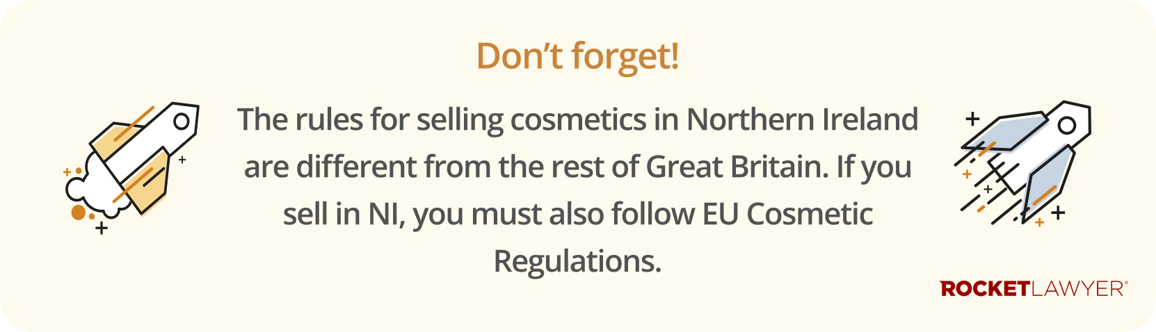Infographic highlighting that the rules for selling cosmetics are different in Northern Ireland than in Great Britain