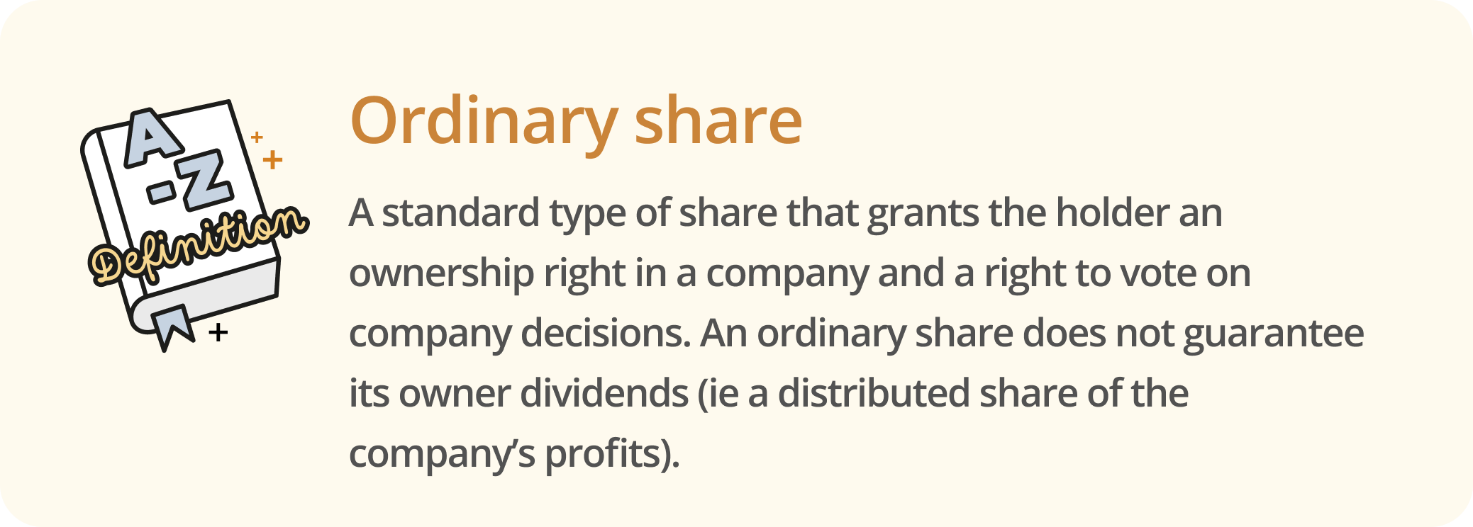 Infographic defining an ordinary share