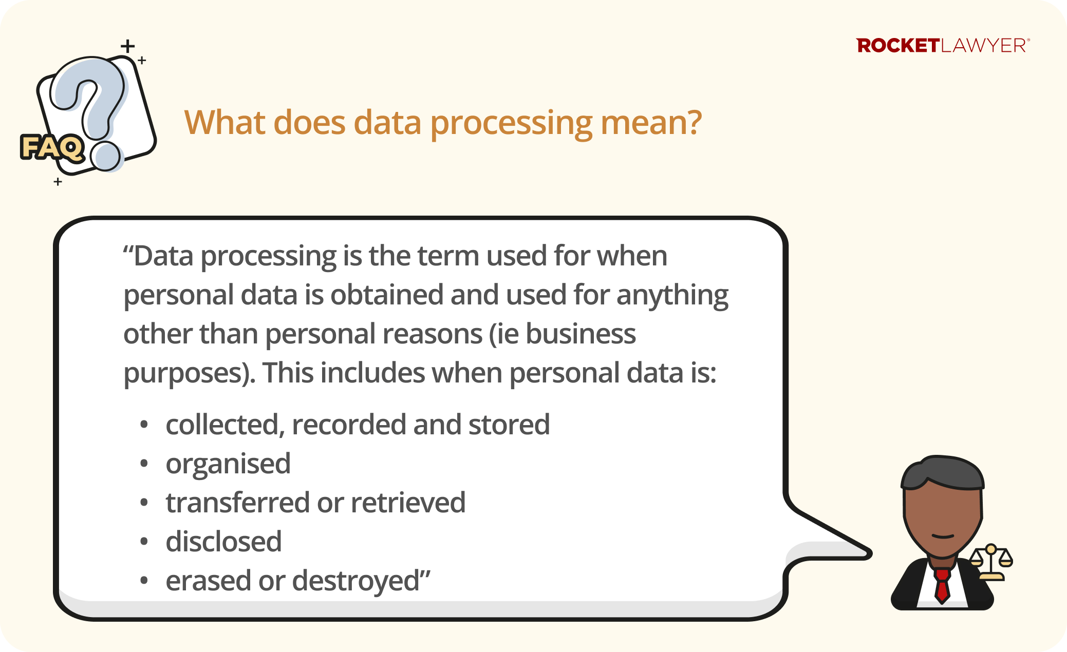 Infographic answering the question of what data processing is