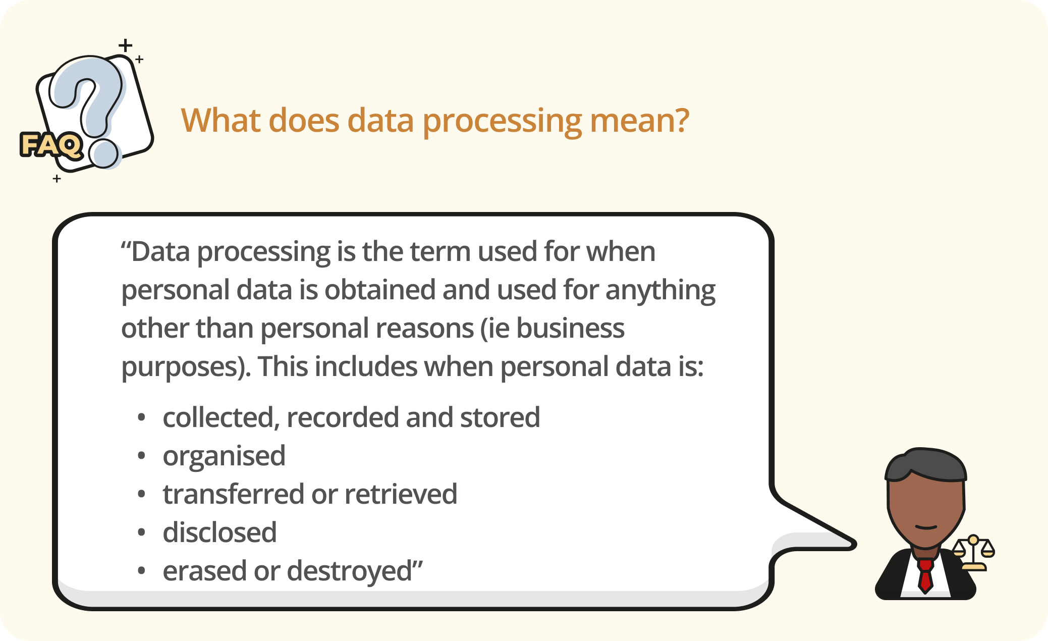 Infographic answering the question of what is data processing