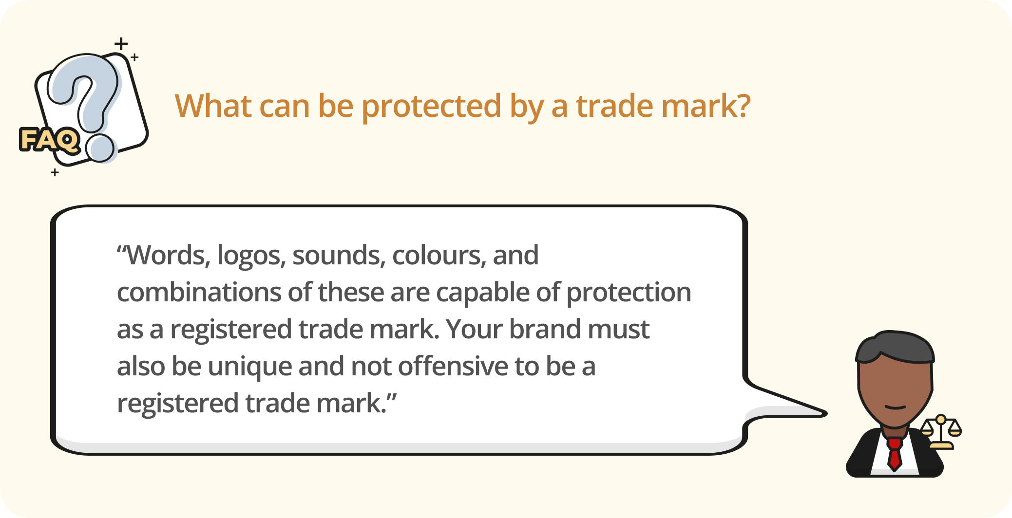 Infographic answering the question What can be protected by a trade mark?