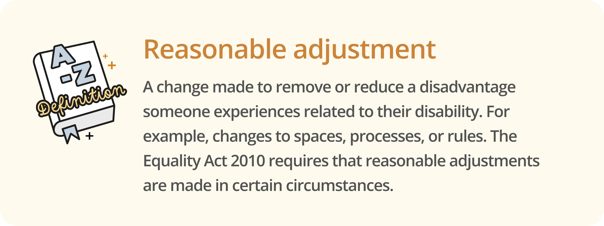 Infographic defining reasonable adjustments